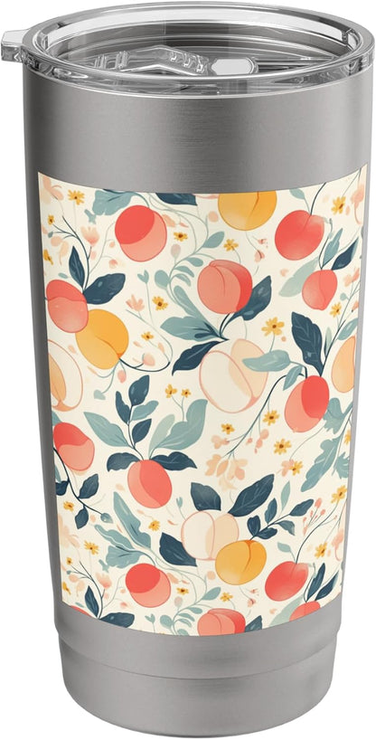 Pattern Art Peach Fruit Vintage Stainless Steel Insulated Tumbler