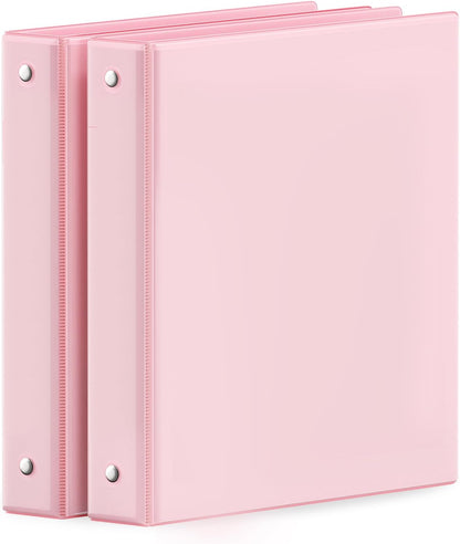 3 Ring Binder 1 Inch 2 Pack, Clear View Binder Three Ring PVC-Free (Fit 8.5x11 Inches) for School or Office Supplies, Pink