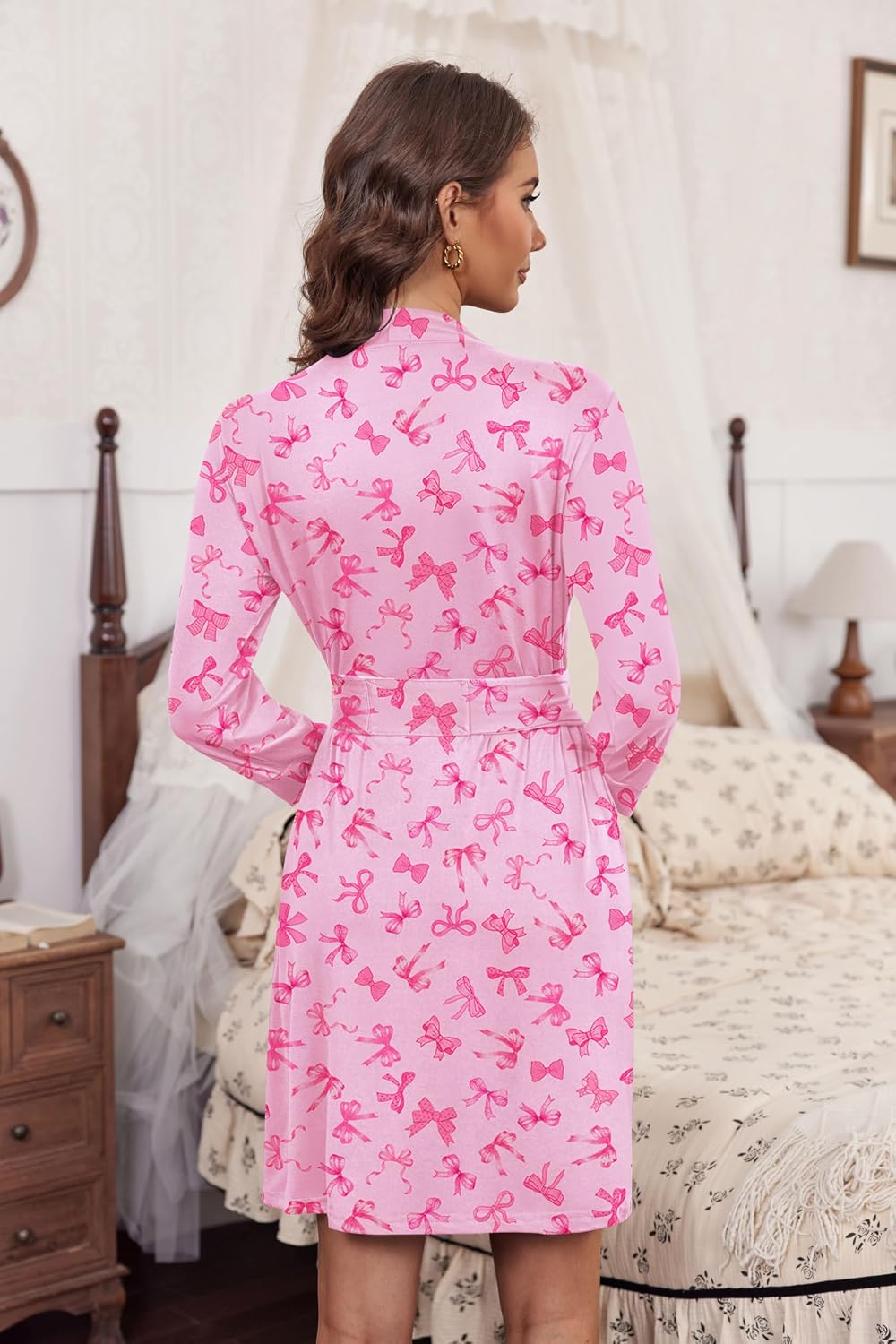 Womens Robe Lightweight Short Knit Bathrobe Soft Ladies Sleepwear