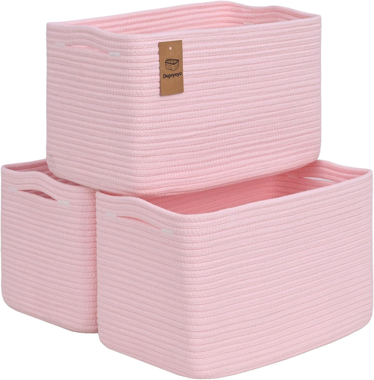 Baskets for Organizing,Storage Baskets,3 Pack Baskets for Shelfves,15"×10"×9" Woven Pink Basket,toy storage bins,bins for organization