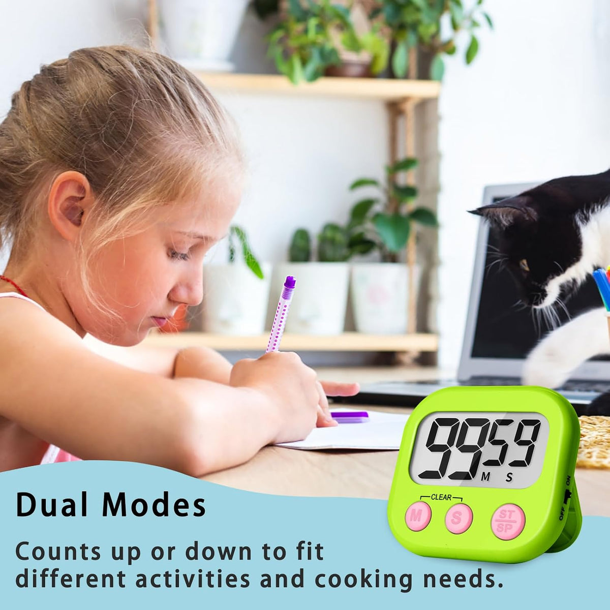Digital Kitchen Timers, Classroom Timers for Kids Teachers, 6 Color