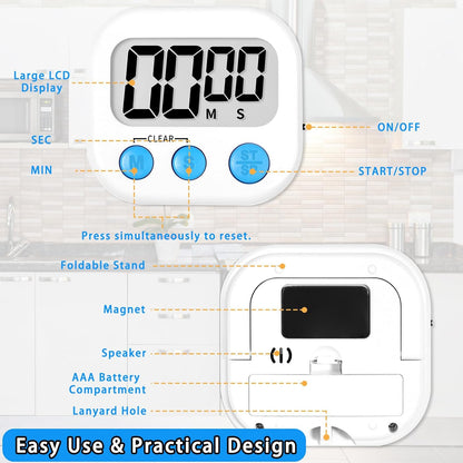 Digital Kitchen Timers, Classroom Timers for Kids Teachers, 6 Color