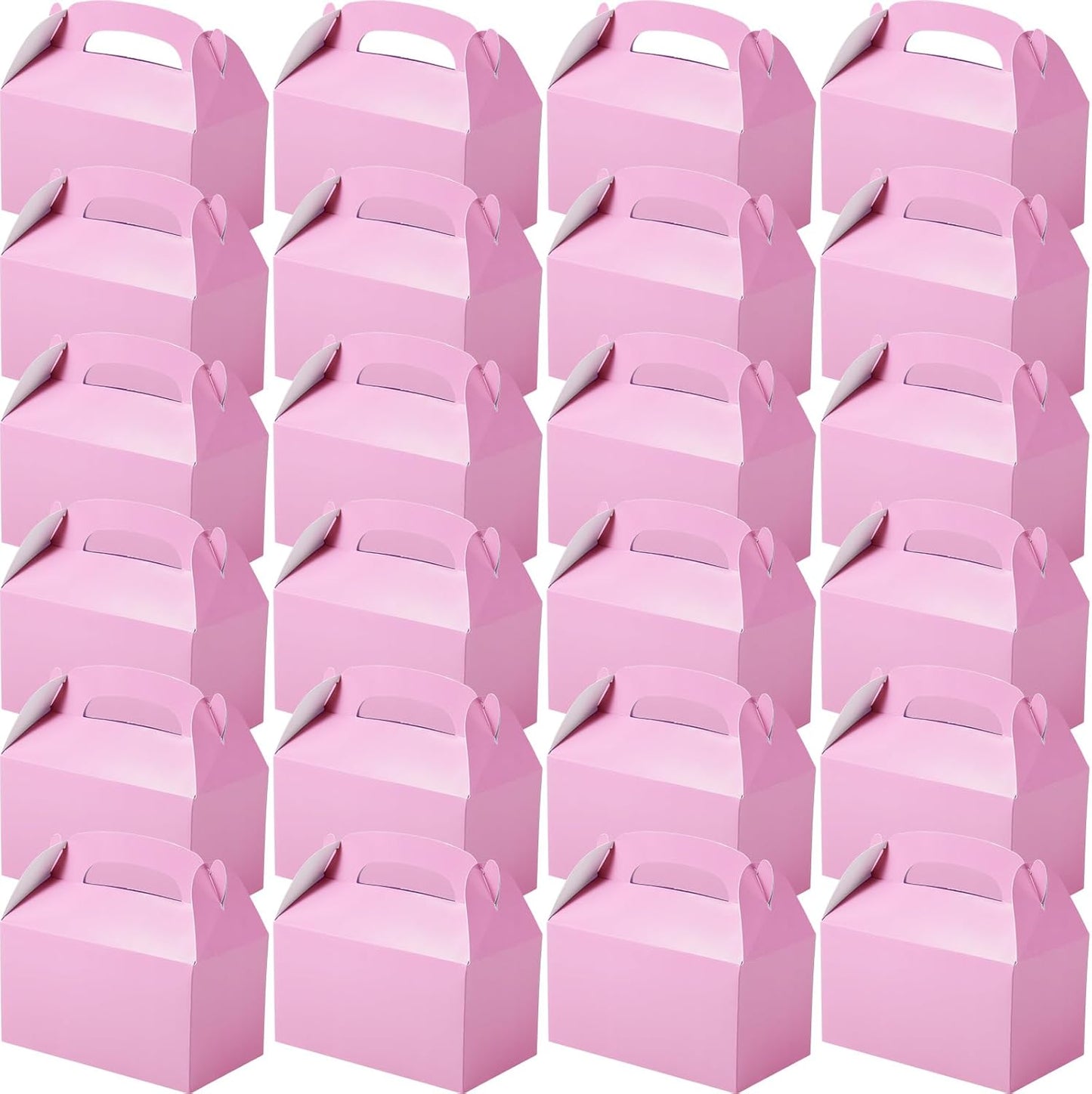 24 Pcs Pink Party Favor Treat Boxes Gable Paper Gift Box Candy Snack Goodie Cake Treat Boxes for Birthday Wedding Party Favors (Pink)