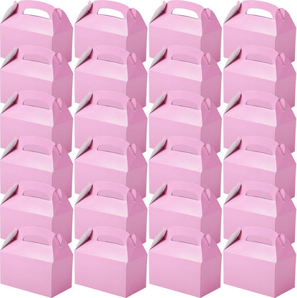24 Pcs Pink Party Favor Treat Boxes Gable Paper Gift Box Candy Snack Goodie Cake Treat Boxes for Birthday Wedding Party Favors (Pink)