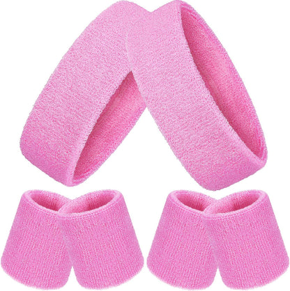 6 Pcs Sport Sweatband Set 2 Headband 4 Wristband