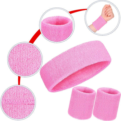 6 Pcs Sport Sweatband Set 2 Headband 4 Wristband