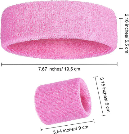 6 Pcs Sport Sweatband Set 2 Headband 4 Wristband