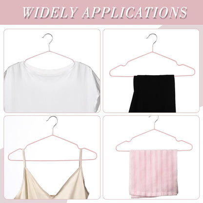 Wesiti 100 Pcs Metal Wire Non Slip Hangers for Clothes Space Saving Hanger Strong 15.7 in Triangle Clothes Coat Suit Bridal Boutique Dress for Closet Dorm Rack(Pink)