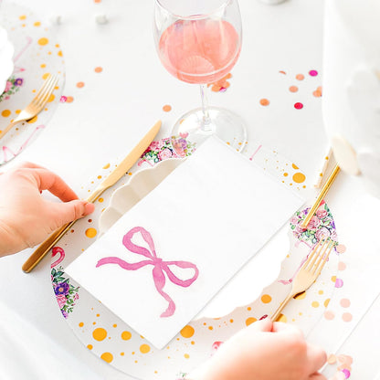 FYSUIMU 100Pcs Pink Bow Paper Guest Napkins Watercolor Bowknot Bathroom Napkin Disposable Hand Towel Napkin for Home Party Supplies