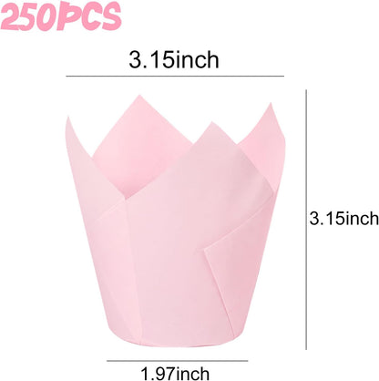 250Pcs Tulip Cupcake Liners,Parchment Paper Cupcake Liner in Standard Size