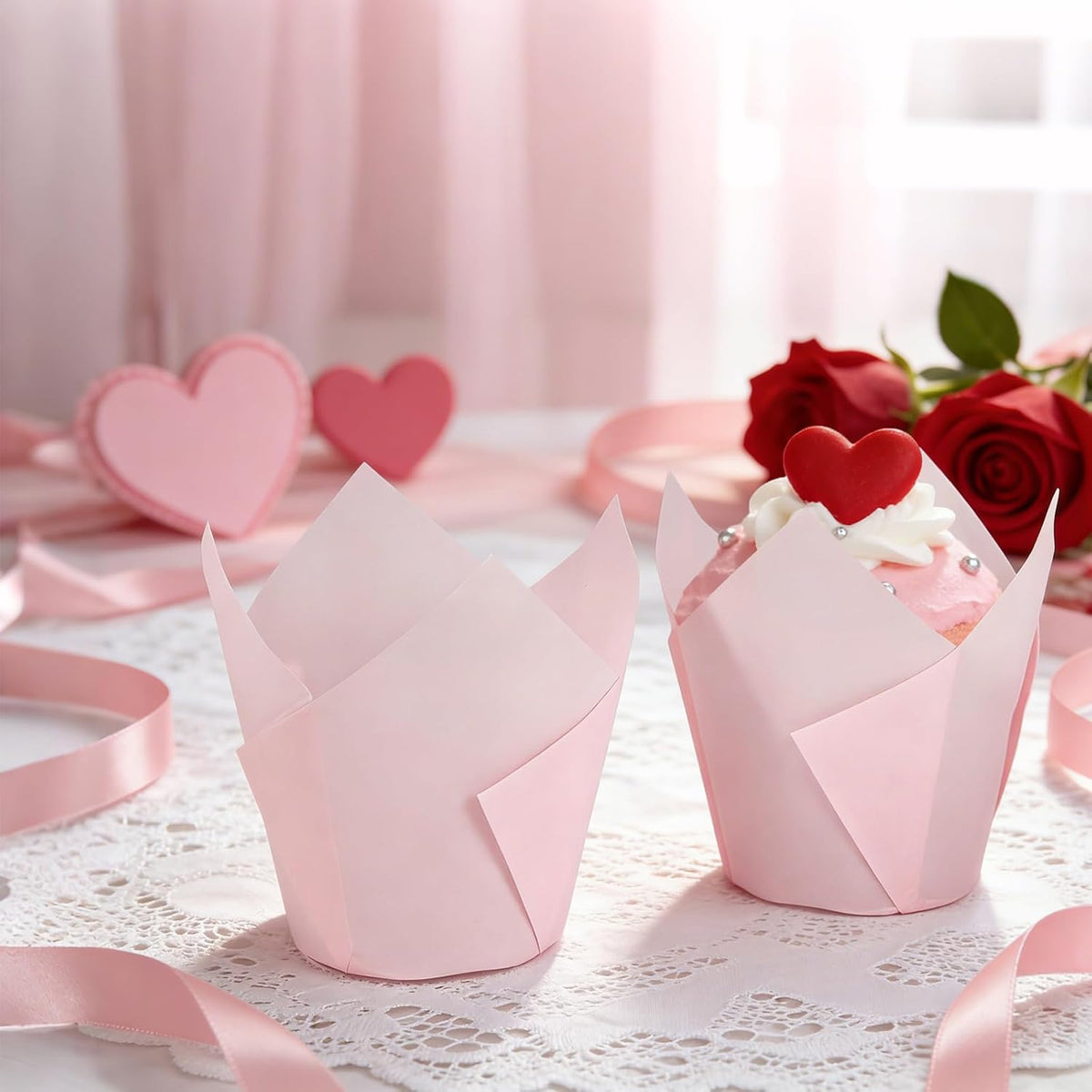 250Pcs Tulip Cupcake Liners,Parchment Paper Cupcake Liner in Standard Size
