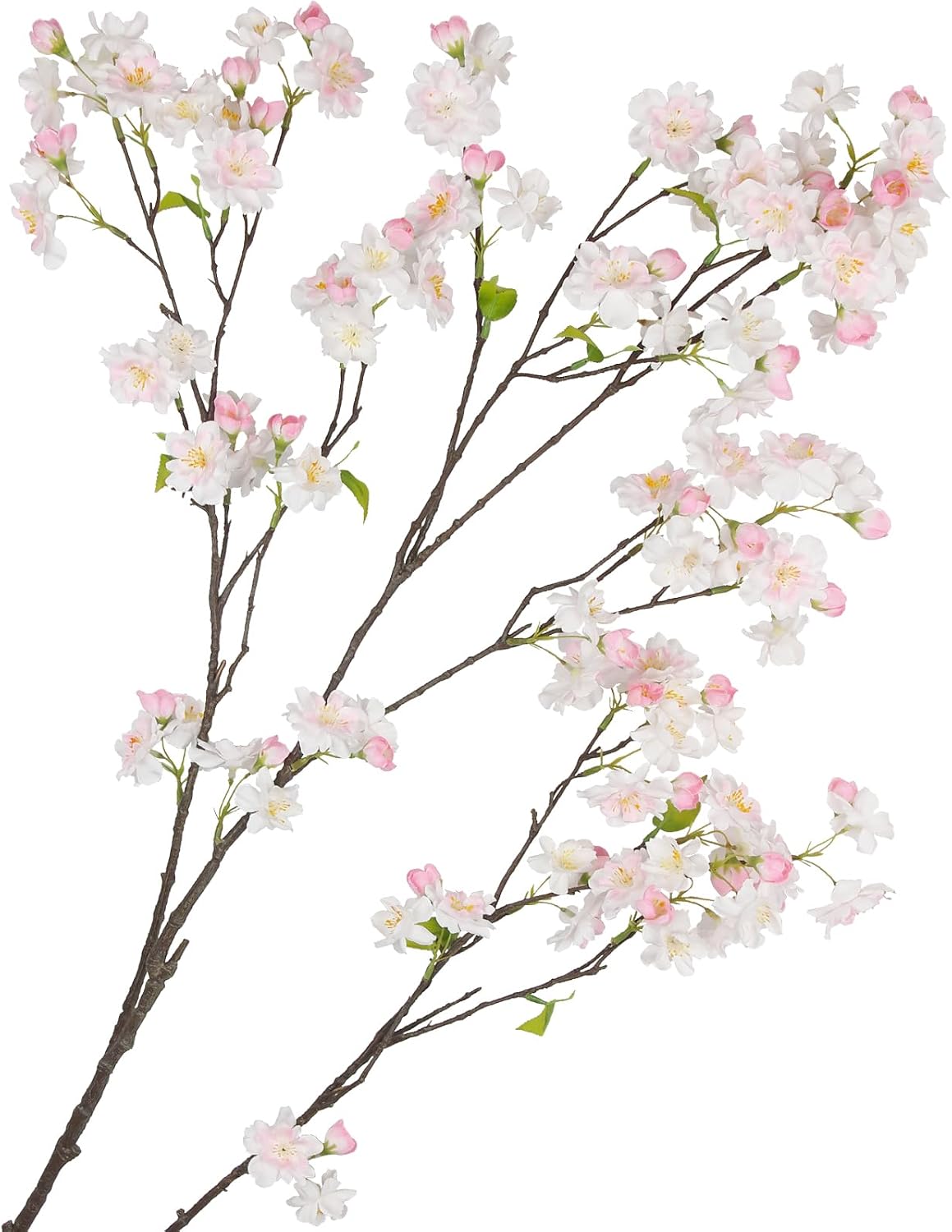 Cherry Blossom Branches Long Stem Artificial Flowers for Tall Vase Silk Flower Bulk White and Pink Plum Blossom Flowers for Indoor Home Decor Bedroom Floral Arrangement Table Centerpieces