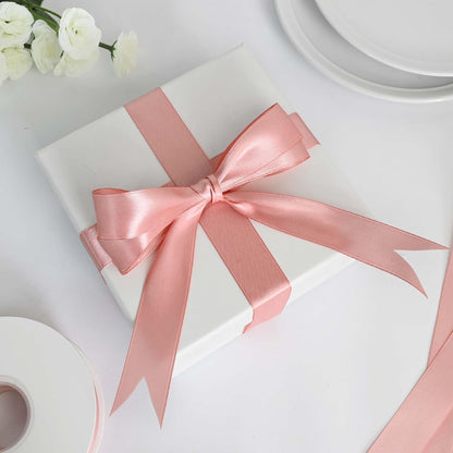1 inch Wide 100 Yards Double Face Peach Pink Satin Ribbon Fabric Ribbon for Gift Wrapping Weddings Decoration Bouquet Balloons Arts Craft Sewing Hair Bow Invitation