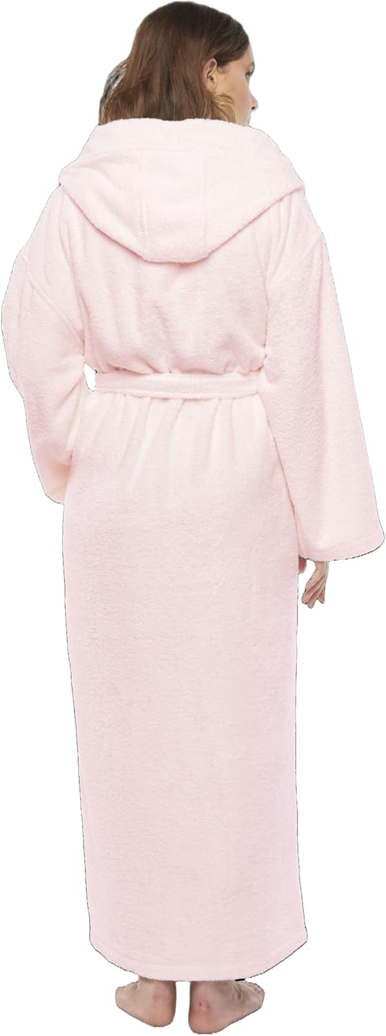 Women's Hooded Classic Bathrobe Turkish Cotton Robe with Full Length Options