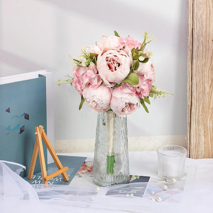 Blush Pink Bridesmaid Bouquets for Wedding, Set of 2 Artificial Silk Peonies Flowers Bouquet for Marriage Decorations