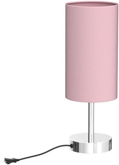 Bedside Lamp with USB Port - Touch Control Table Lamp for Bedroom 3 Way Dimmable Nightstand Lamp with Round Pink Fabric Shade for Living Room, Dorm, Home Office (LED Bulb Included)
