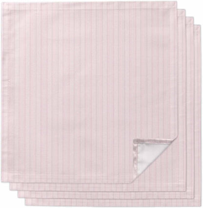 Blush Pink Line Striped Cloth Napkins Set of 4, Holiday Napkins for Baby Shower, Farmhouse Pink Stripes Washable Reusable Dinner Napkin for Cocktail Wedding Party, 20 x 20 Inch