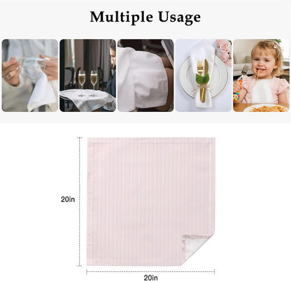 Blush Pink Line Striped Cloth Napkins Set of 4, Holiday Napkins for Baby Shower, Farmhouse Pink Stripes Washable Reusable Dinner Napkin for Cocktail Wedding Party, 20 x 20 Inch