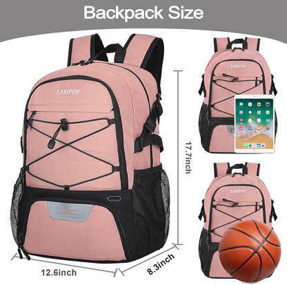 Basketball Backpack with Ball Compartment - Ventilated Shoe Pocket Fits US Size 15, Water Resistant 30L Sports Bag for Men Women Teen Athletes Practice Travel