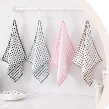Cotton 8 Pack Terry Kitchen Dish Cloths, 12 x 12 Inches Super Soft and Absorbent Dish Rags, Quick Drying Dish Towels for Washing Dishes, Pink