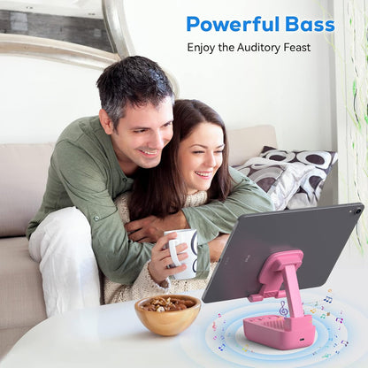 Phone Stand with Bluetooth Speaker, HD Stereo, Adjustable