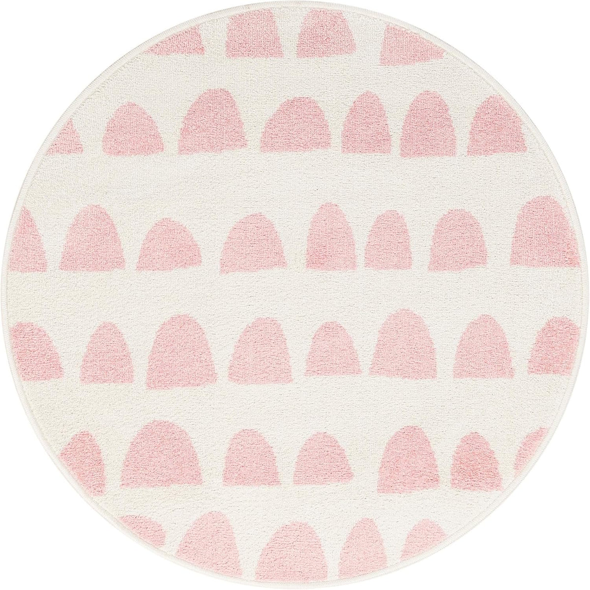 Whimsy Kids Collection Rug – 3 Ft Round Ivory and Pink Medium-Pile Rug Perfect for Kitchens, Dining Rooms