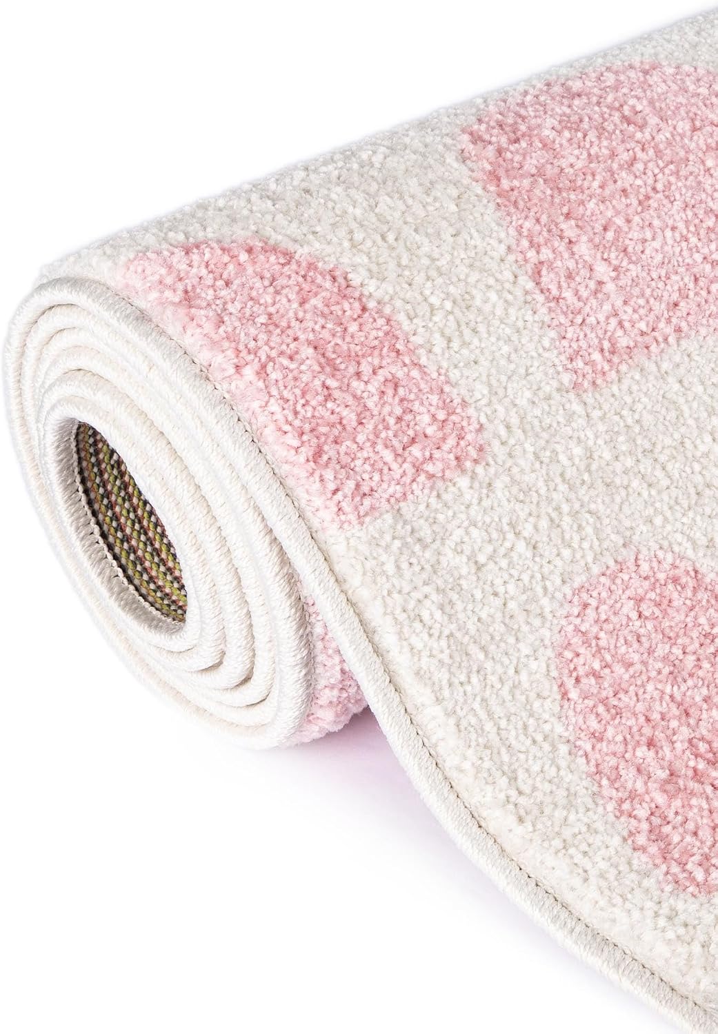 Whimsy Kids Collection Rug – 3 Ft Round Ivory and Pink Medium-Pile Rug Perfect for Kitchens, Dining Rooms