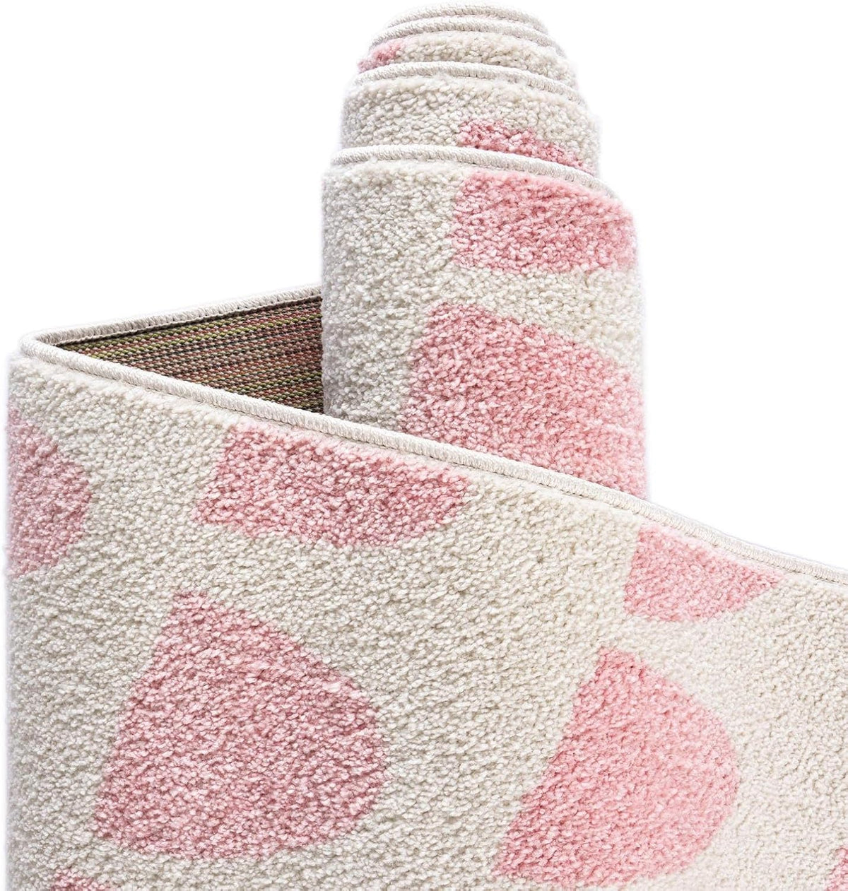 Whimsy Kids Collection Rug – 3 Ft Round Ivory and Pink Medium-Pile Rug Perfect for Kitchens, Dining Rooms