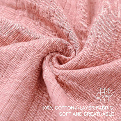 SE SOFTEXLY Muslin Throw Blanket, 4-Layer Dyed Yarn, 50”x60”, Coral Pink