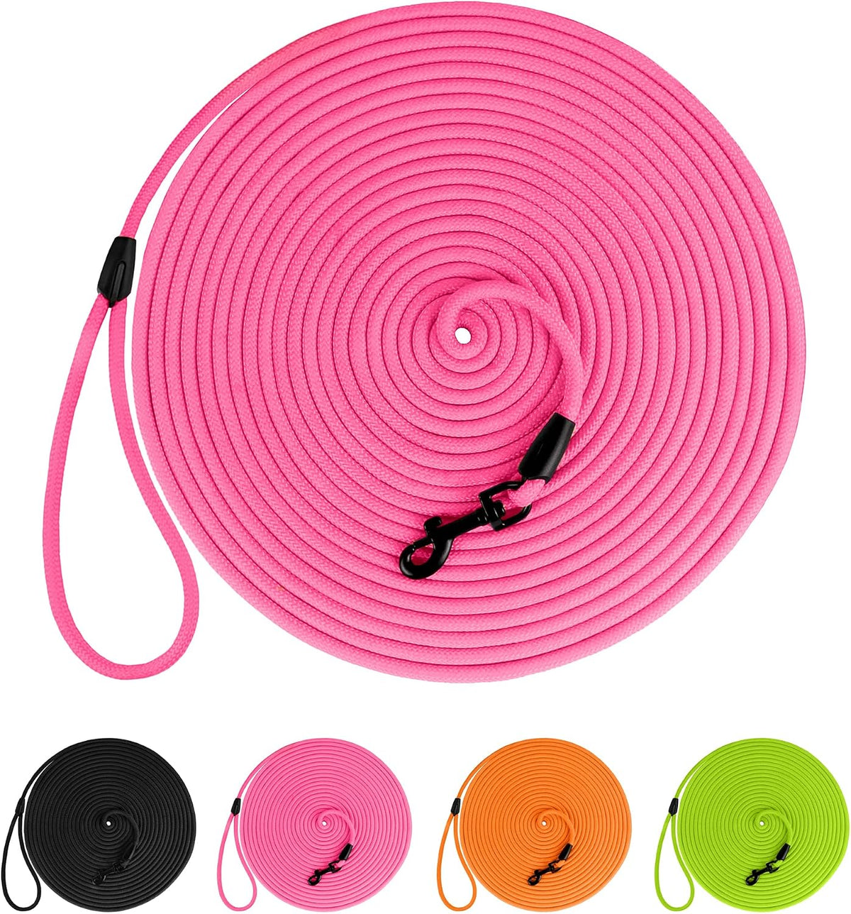 Rope Pro Training Dog Collar Braided No Pull Quick Release Round Lead Collars for Dogs Small Medium Large Puppy (30 FT Leash, Pink)