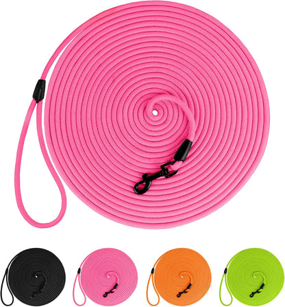 Rope Pro Training Dog Collar Braided No Pull Quick Release Round Lead Collars for Dogs Small Medium Large Puppy (30 FT Leash, Pink)