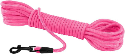 Rope Pro Training Dog Collar Braided No Pull Quick Release Round Lead Collars for Dogs Small Medium Large Puppy (30 FT Leash, Pink)