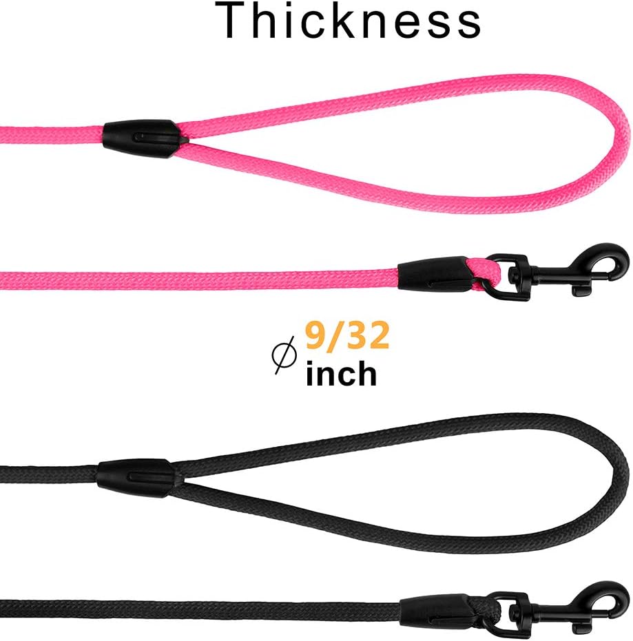 Rope Pro Training Dog Collar Braided No Pull Quick Release Round Lead Collars for Dogs Small Medium Large Puppy (30 FT Leash, Pink)