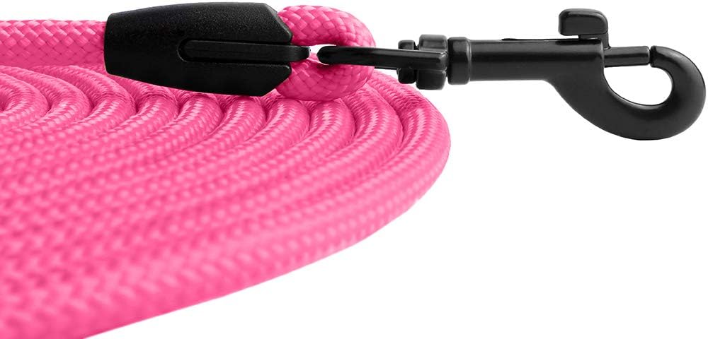 Rope Pro Training Dog Collar Braided No Pull Quick Release Round Lead Collars for Dogs Small Medium Large Puppy (30 FT Leash, Pink)