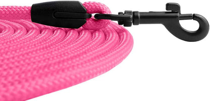 Rope Pro Training Dog Collar Braided No Pull Quick Release Round Lead Collars for Dogs Small Medium Large Puppy (30 FT Leash, Pink)