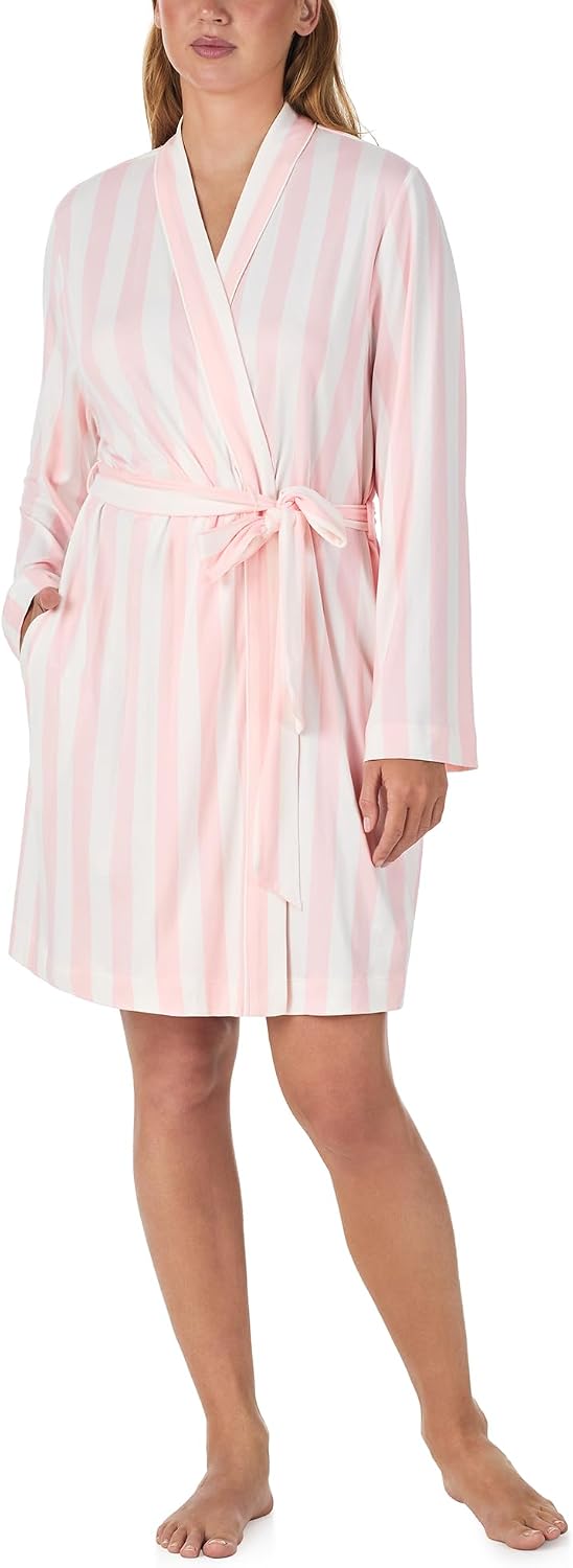 Womens Jersey Knit Bathrobe - Long Sleeve Above Knee Length Robe - Sleepwear & Loungewear