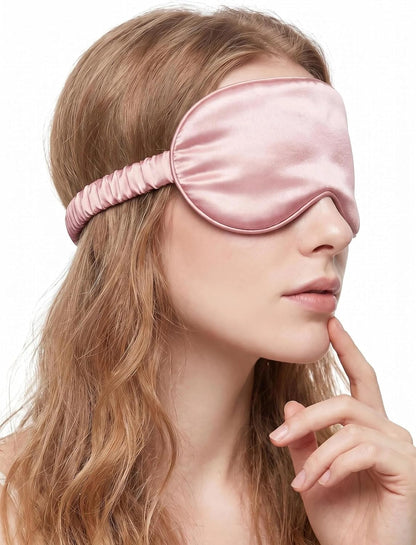 [1 Pack] Sleep Masks, Satin Eye Mask for Sleeping - Silky Eye Masks Bulk with Storage Bag & Elastic Strap,Pink