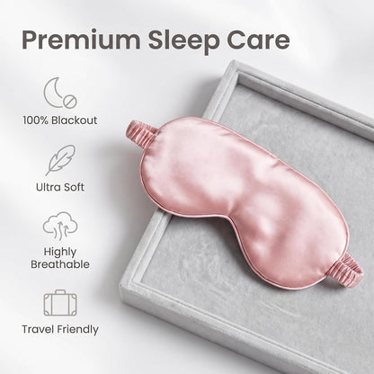 [1 Pack] Sleep Masks, Satin Eye Mask for Sleeping - Silky Eye Masks Bulk with Storage Bag & Elastic Strap,Pink