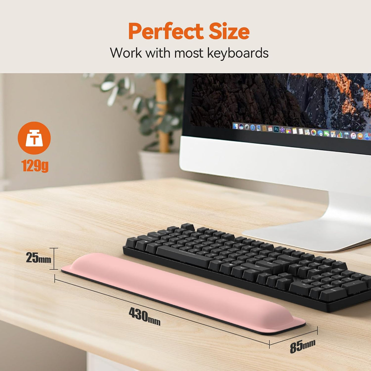 Wrist Rest for Computer Keyboard Ergonomic, 1 in Thick, 17x3.3 in