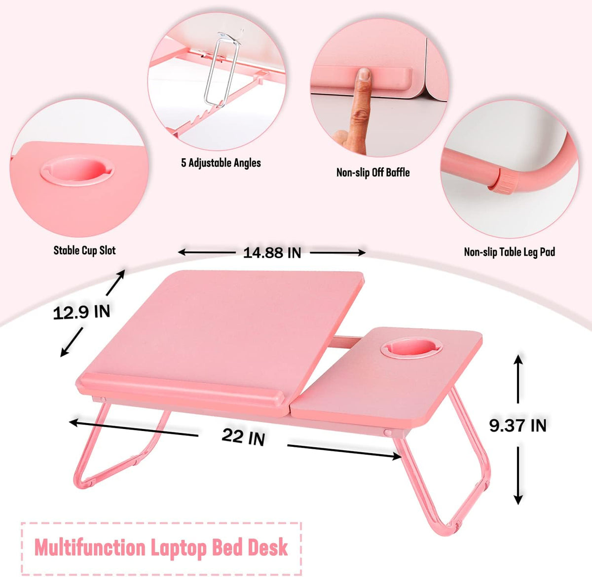 Foldable Lap Desk Bed Tray Table, Laptop Desk for Laptop & Writing