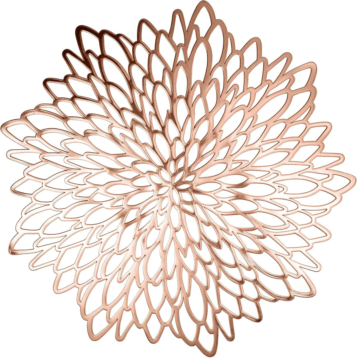 Set of 6 Round Placemats Rose Gold, Heat-Resistant PVC Table Mats with Luxury Metallic Glossy Finish for Thanksgiving Christmas Wedding Party Decor, Easy to Clean