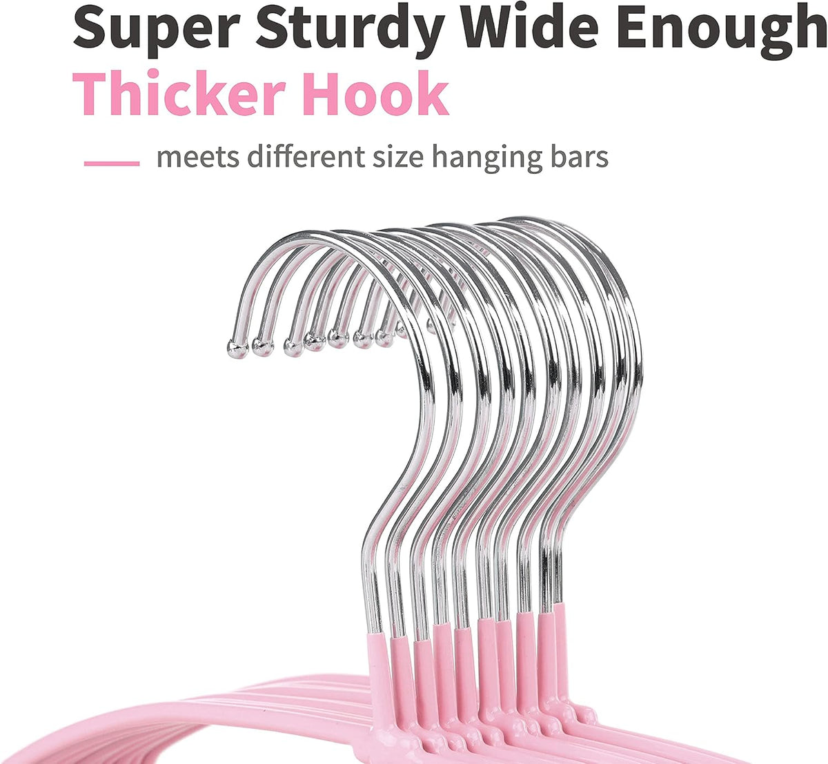 Non Slip Hanger 20 Pack, Metal Clothes Hangers Space Saving, Heavy Duty Rubber Coated Wire Hanger for Coat, Shirt, Dress, Pants-Pink, CT12P