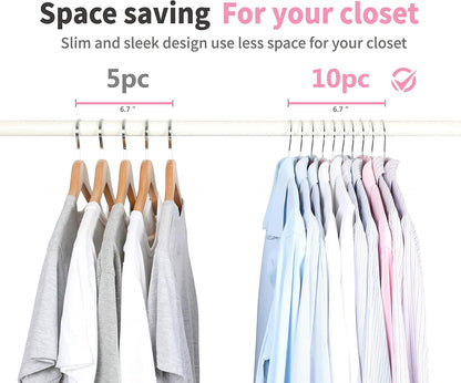 Non Slip Hanger 20 Pack, Metal Clothes Hangers Space Saving, Heavy Duty Rubber Coated Wire Hanger for Coat, Shirt, Dress, Pants-Pink, CT12P