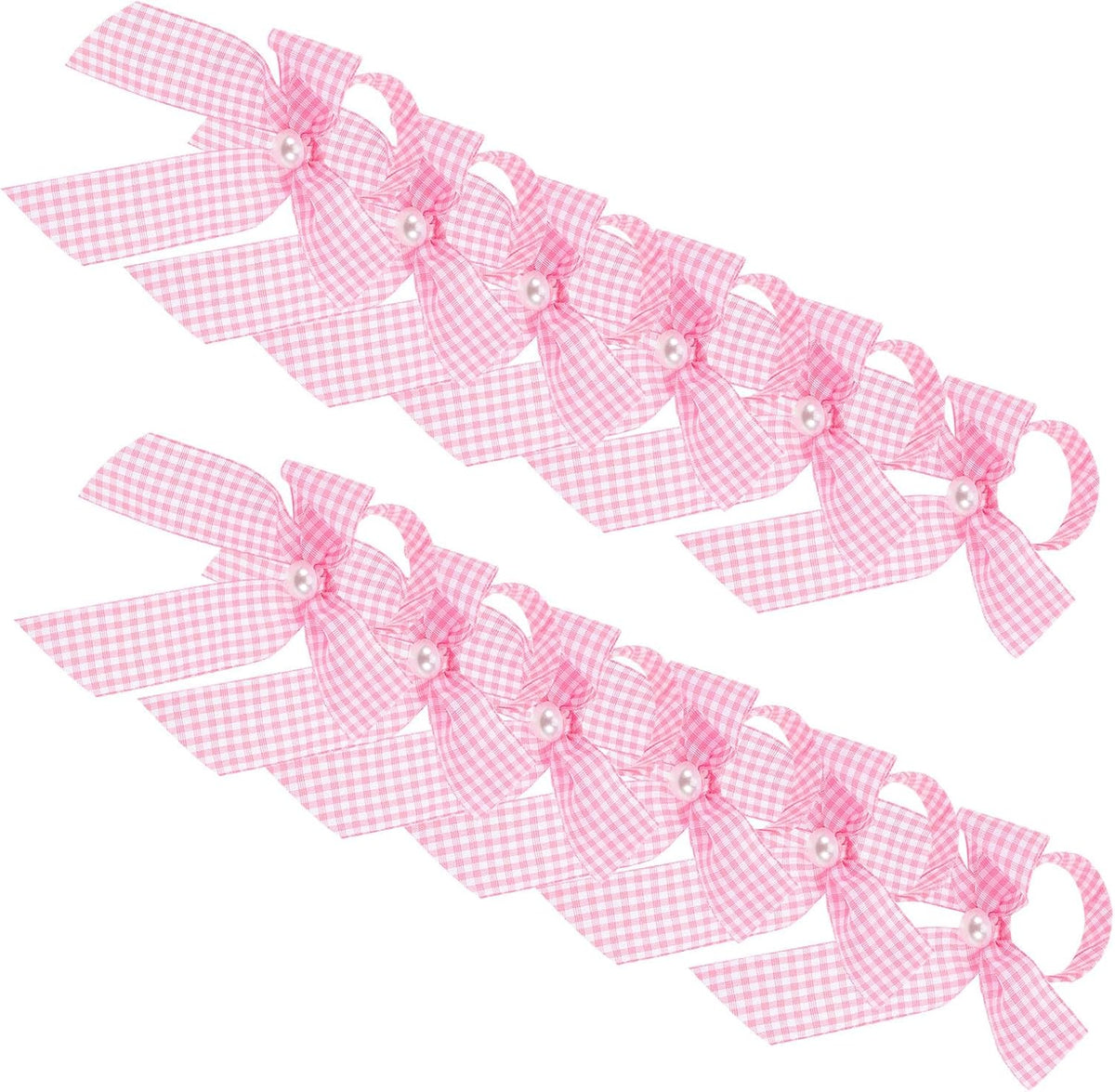 Pink Bow Napkin Rings 12pcs Checkered Table Decor Reusable