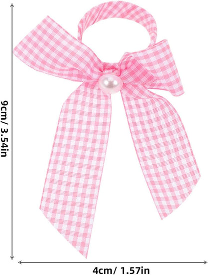Pink Bow Napkin Rings 12pcs Checkered Table Decor Reusable