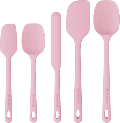 5 Pieces Silicone Spatulas Set, Heat Resistant Rubber Spatula