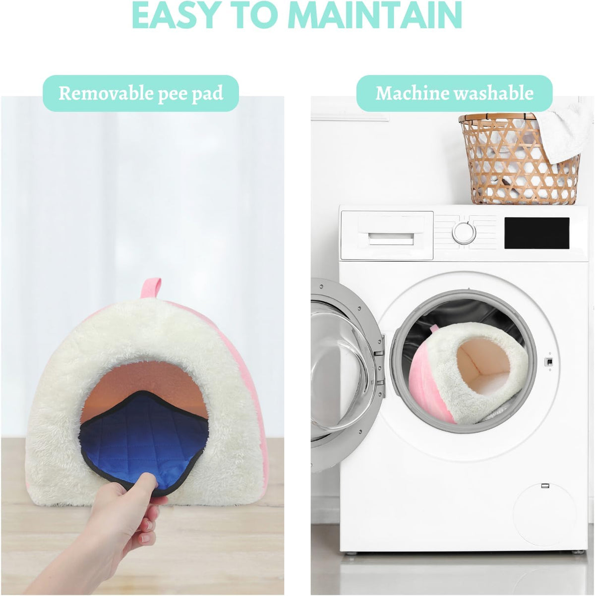 Guinea Pig Hideout Bed with 2 Absorbent Leak-Proof Bottom Pee Pad