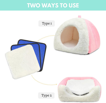 Guinea Pig Hideout Bed with 2 Absorbent Leak-Proof Bottom Pee Pad
