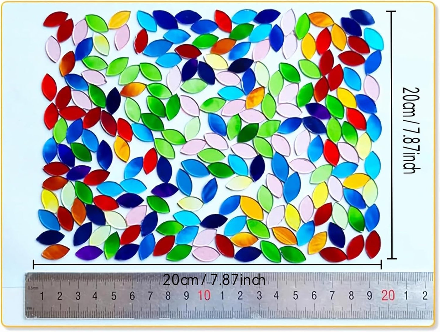100g Petal Mosaic Tiles, High Transparency Stained Glass Mosaic Tiles, DIY Handmade Lampshade Artwork and Stained Glass Projects, Approx. 360 Pieces,Pink