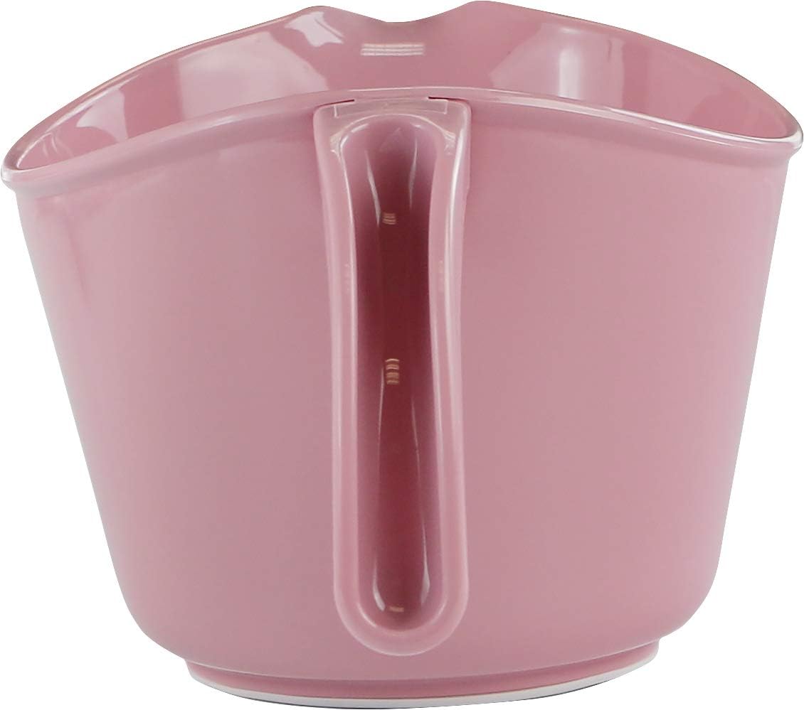 Batter Bowl With Pour Spout, Non-Slip Base,Space Saving Detachable Handle with Lid, 2 QT Heavy Duty BPA-Free Microwave & Dishwasher Safe (Pink)